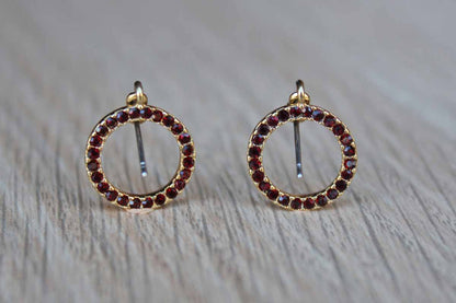 Monet (New York, USA) Delicate Ruby Red Rhinestone Pierced Drop Earrings