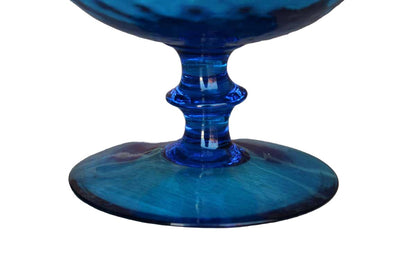 Empoli (Italy) Hand Blown Cobalt Blue Optic Glass Fishbowl Pedestal Vase