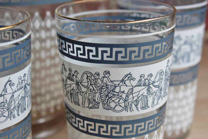 Jeannette Glass Company (Pennsylvania, USA) Patrician Blue Glass Pitcher and Four Matching Tumblers