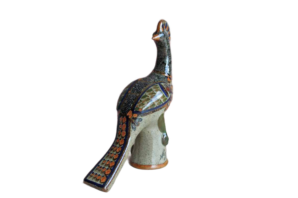 Tonala Mexico Large Stoneware Bird Figurine
