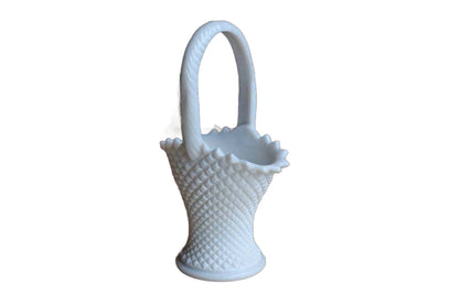 Westmoreland Glass Company (Pennsylvania, USA) 9" English Hobnail Glass Handled Basket
