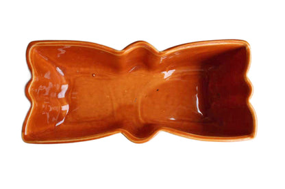 Ungemach Pottery (Ohio, USA) Orange Glazed Ceramic Bowtie Planter