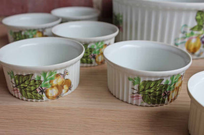 Rene Frugier Aluminite (Limoges, France) Souffle Dish and 11 Matching Ramekins