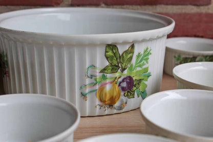 Rene Frugier Aluminite (Limoges, France) Souffle Dish and 11 Matching Ramekins