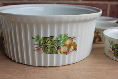 Rene Frugier Aluminite (Limoges, France) Souffle Dish and 11 Matching Ramekins