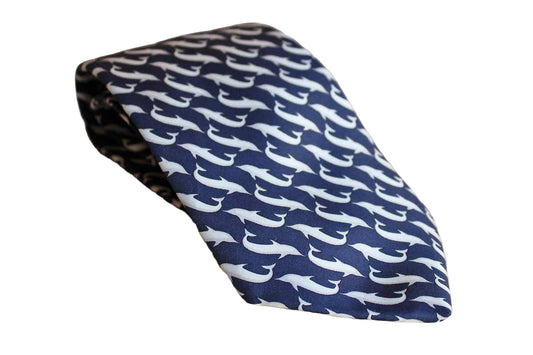 Burberry (England) 100% Silk Necktie with Dolphin Designs