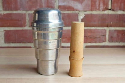 Weathered Aluminum Cocktail Shaker with Wood Muddling Stick