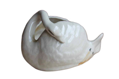Hand Painted Majolica Style Swan Planter or Trinket Bowl, Made in Japan