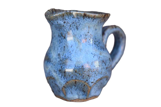 Miniature Stoneware Handled Pitcher with Speckled Blue Glaze
