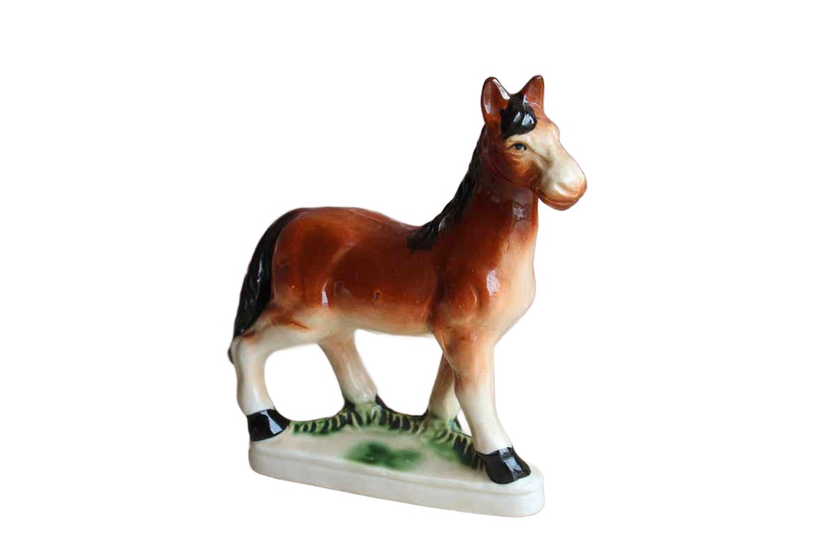 Hand-Painted Ceramic Horse Figurine, Made in Japan