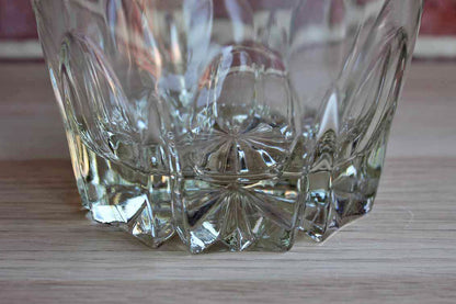 Clear Glass Ice Bucket Decorated with Etched Flowers and Leaves