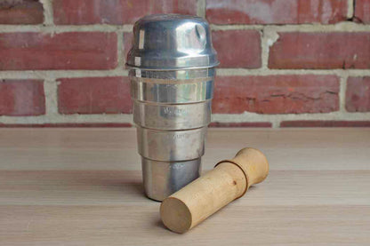Weathered Aluminum Cocktail Shaker with Wood Muddling Stick
