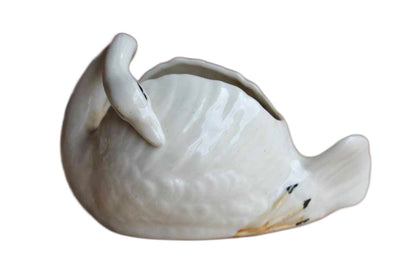 Hand Painted Majolica Style Swan Planter or Trinket Bowl, Made in Japan