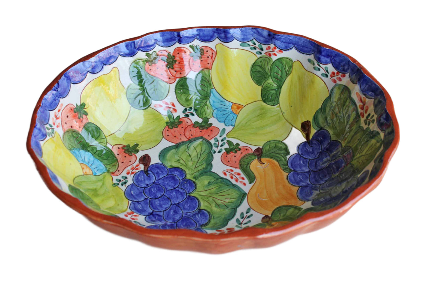Pottery José Cartaxo (Portugal) Large Bowl with Colorful Fruits and Flowers