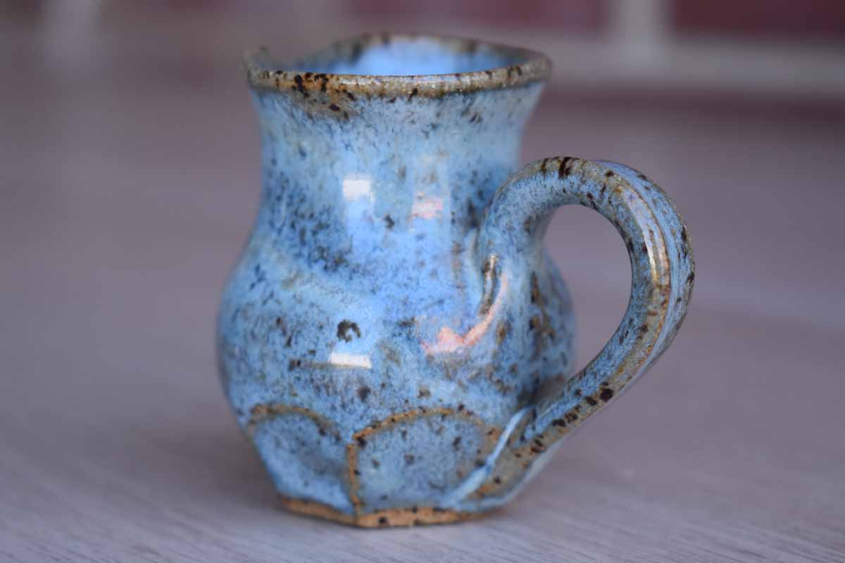 Miniature Stoneware Handled Pitcher with Speckled Blue Glaze