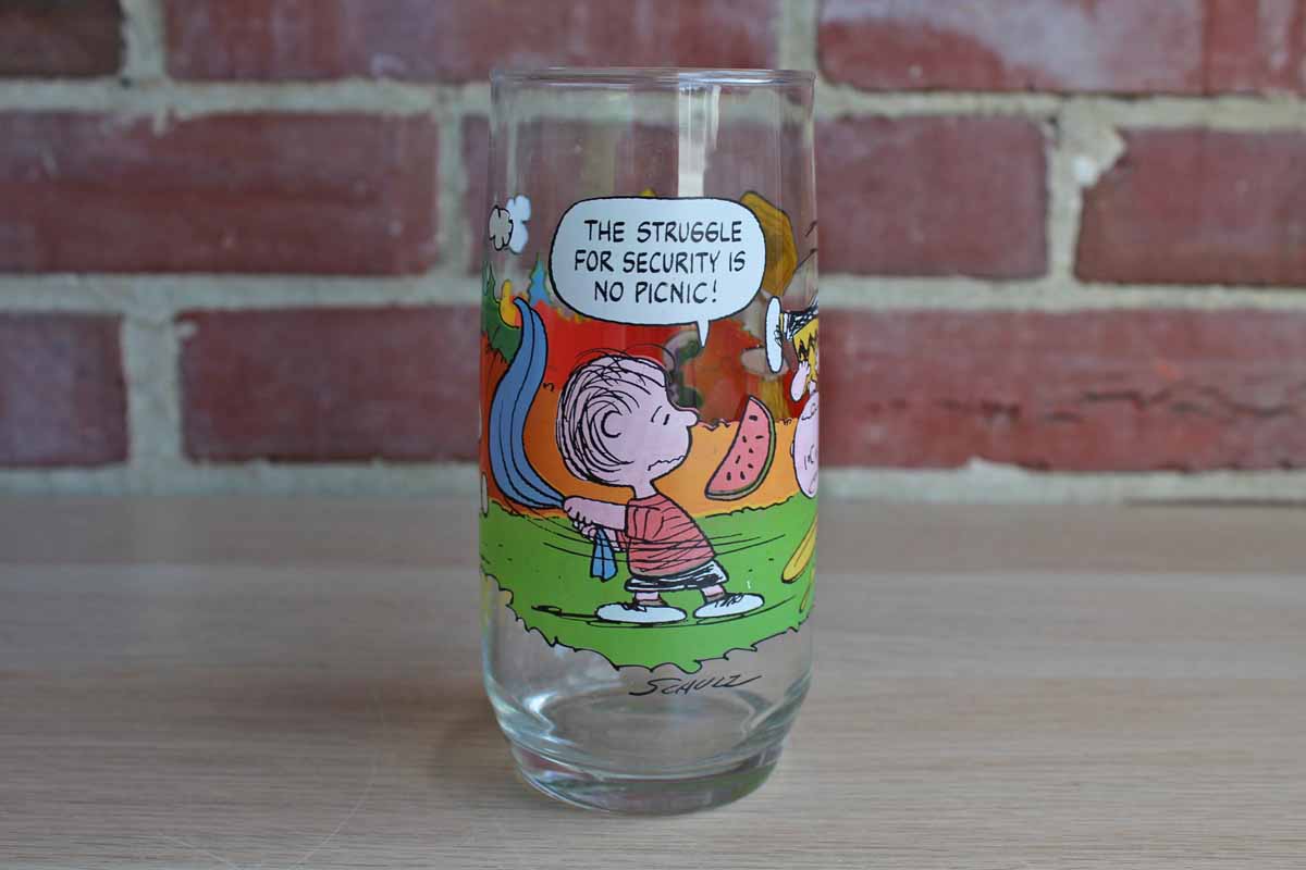 Camp Snoopy Collection "The Struggle For Security is no Picnic!" Drinking Glass