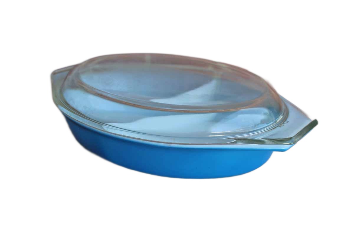 Corning Inc. (New York, USA) Pyrex Deep Blue Divided Serving Dish with Clear Glass Lid