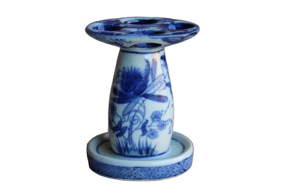 Blue and White Flower Decorated Ceramic Makeup Brush Holder