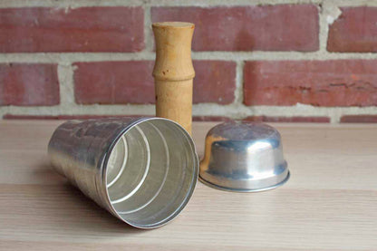 Weathered Aluminum Cocktail Shaker with Wood Muddling Stick