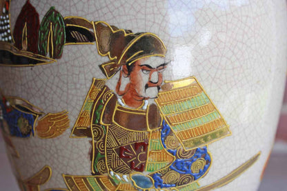 Large Satsuma Vase Decorated with Samurai Warriors