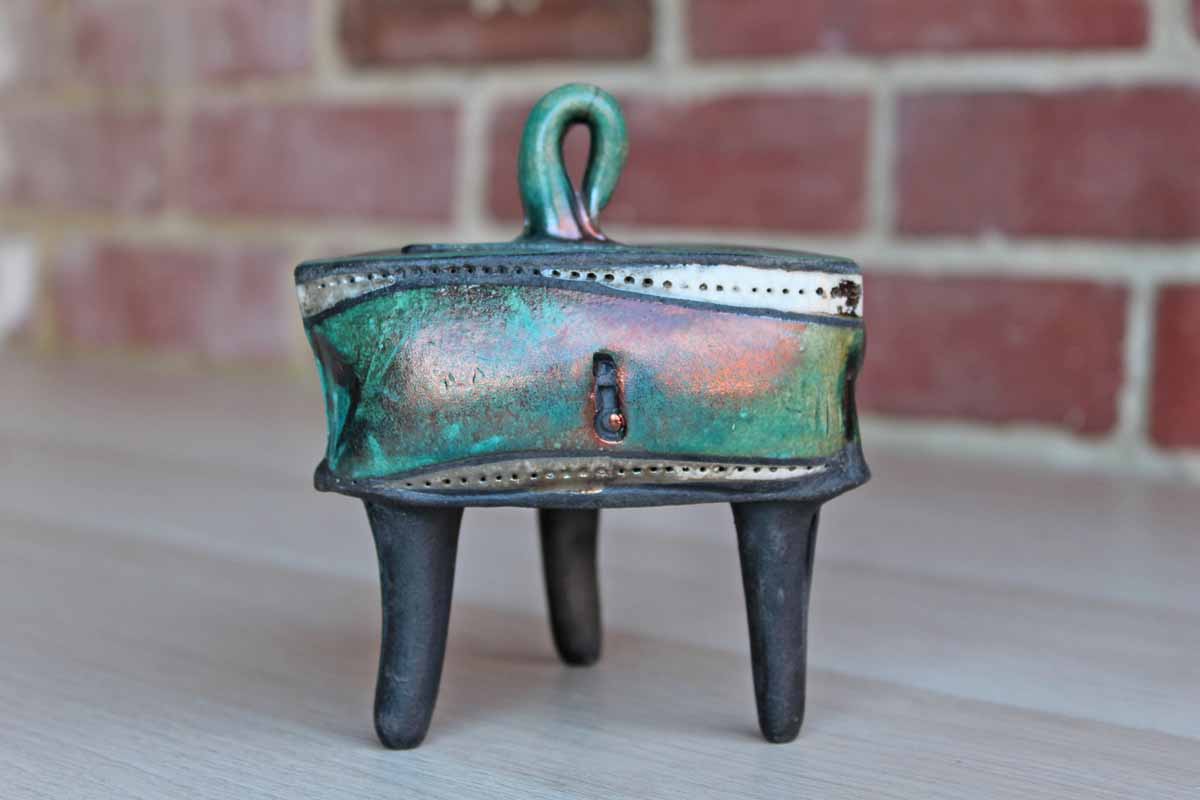 Delicate Handmade Footed Box with Faux Keyholes