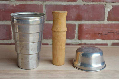 Weathered Aluminum Cocktail Shaker with Wood Muddling Stick
