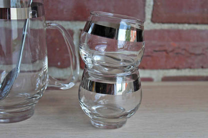 Libbey Glass (Ohio, USA) Pitcher, Stir Spoon and Four Roly Poly Glasses Cocktail Set