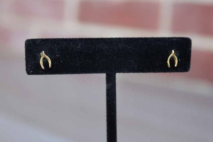 Tiny Gold Wishbone Pierced Earrings
