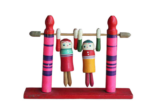 Hand Painted Flipping Peg Children Wood Acrobat Toy