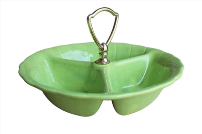 Lane & Company (Van Nuys, California, USA) Celadon Green Divided Candy or Snack Serving Dish