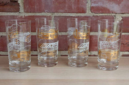 Highball Glasses with House Construction Images