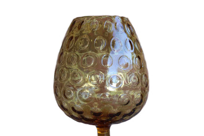 Empoli (Italy) Amber Fishbowl Vase with Circle Designs