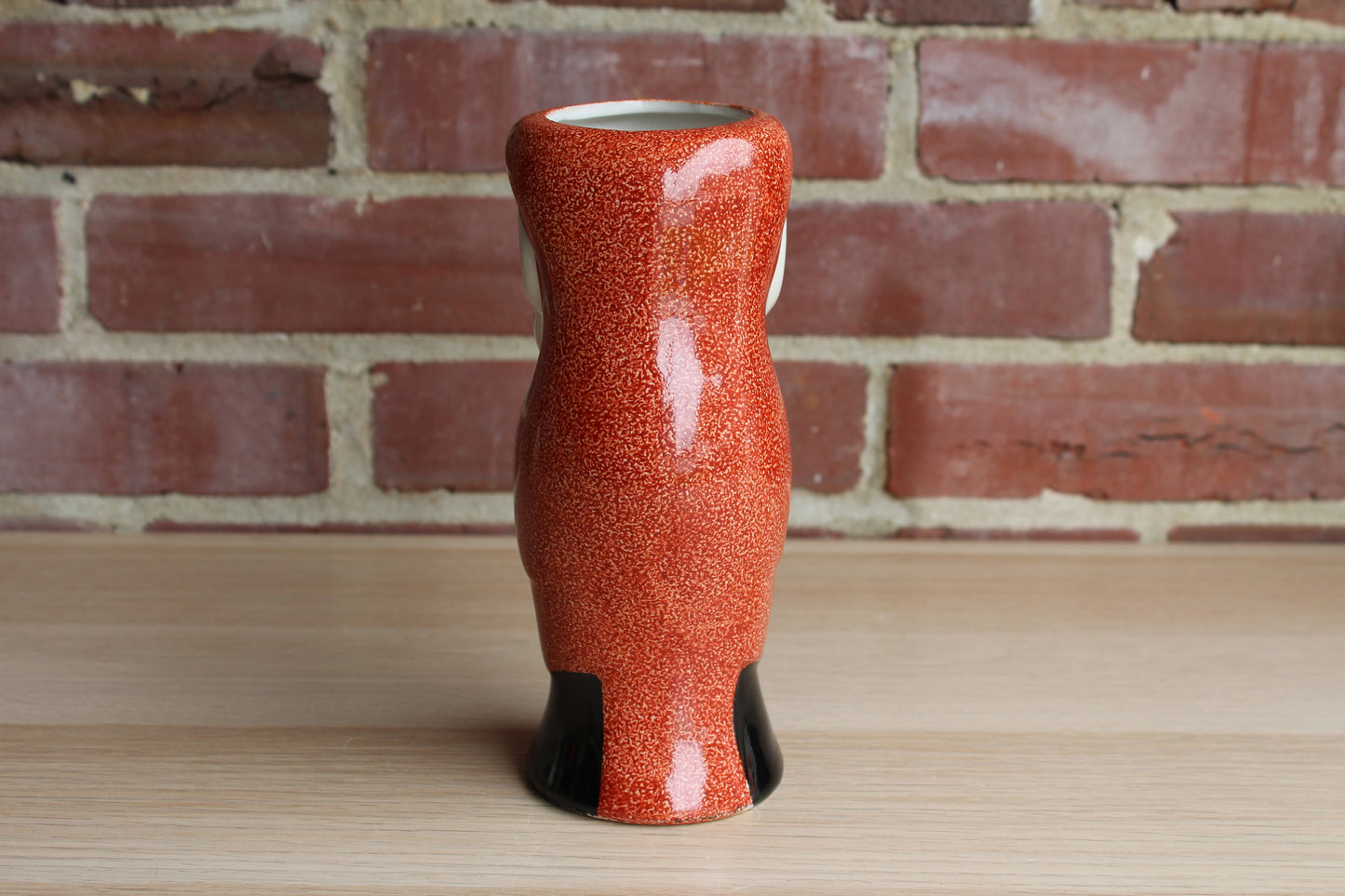 Speckled Burnt Orange Ceramic Parrot Vase