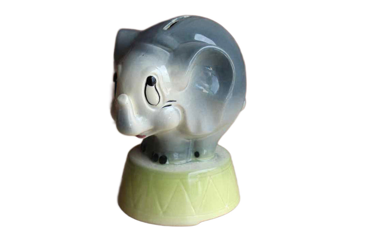 Cartoonish Circus Elephant Ceramic Coin Bank