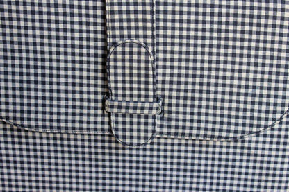 J. Miller Black and White Gingham Cloth Handbag with Wood Handle