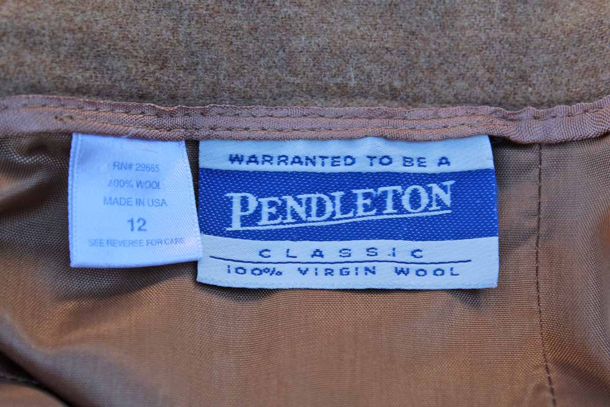 Pendleton Woolen Mills (Oregon, USA) 100% Virgin Wool Lined Tan Pencil Skirt, Size 12