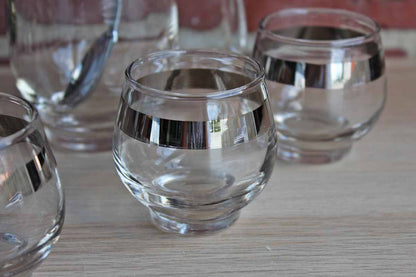 Libbey Glass (Ohio, USA) Pitcher, Stir Spoon and Four Roly Poly Glasses Cocktail Set