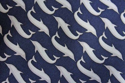 Burberry (England) 100% Silk Necktie with Dolphin Designs