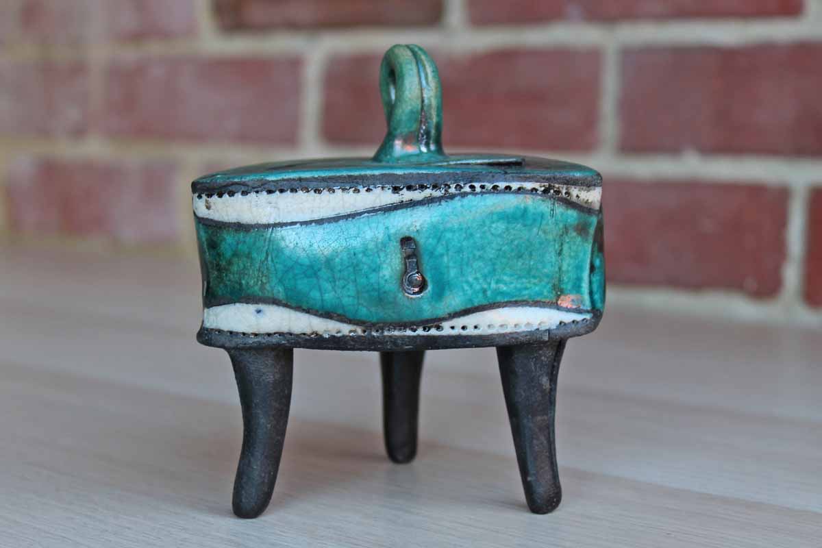 Delicate Handmade Footed Box with Faux Keyholes