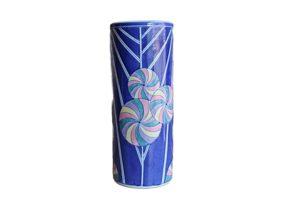Large Ceramic Vase with Vibrant Colors and Joyful Shapes