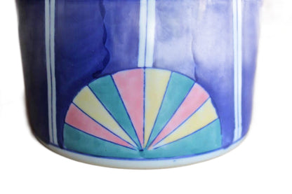 Large Ceramic Vase with Vibrant Colors and Joyful Shapes