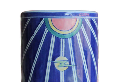 Large Ceramic Vase with Vibrant Colors and Joyful Shapes