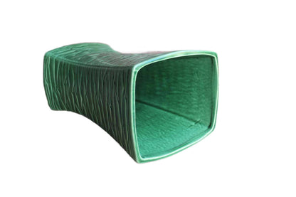 McCoy Pottery (Ohio, USA) 1957 Green Vase with Striated Basketweave Design