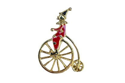Clown Riding a Penny-Farthing Bicycle Brooch