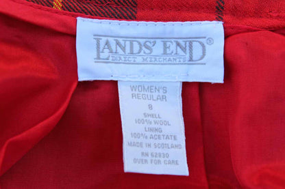 Land's End (Wisconsin, USA) Long 6-Panel Gored Red Plaid Wool Skirt