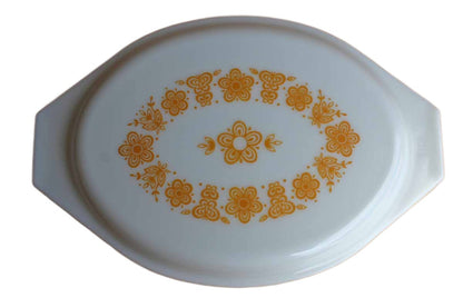 Corning Inc. (New York, USA) Pyrex Butterfly Gold 1 Quart Divided Casserole Dish with Lid