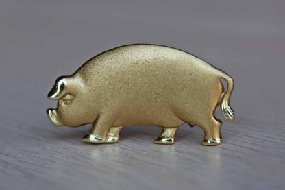Gold Tone Pig Brooch