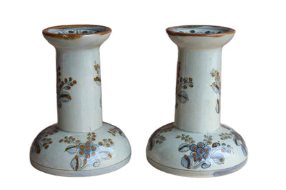 Ken Edwards Pottery (Mexico) Stoneware Candlesticks Decorated with Flowers, A Pair