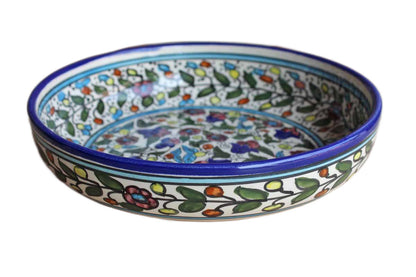 Hand-Painted Ceramic Bowl with Dense Floral Design