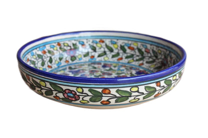 Hand-Painted Ceramic Bowl with Dense Floral Design